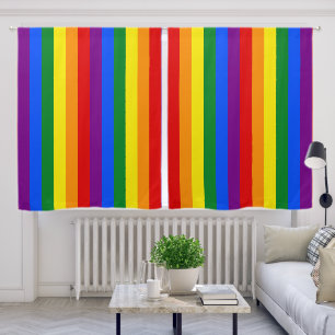 LGBTQ+ Rainbow Flag Stripes for Pride Month - Blackout Curtains