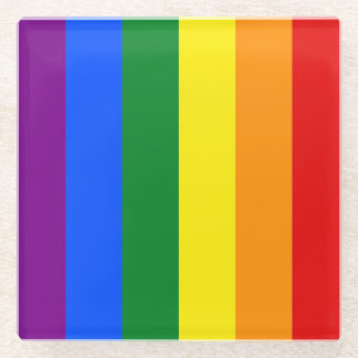 LGBTQ+ Rainbow Flag Stripes for Pride Month - Glass Coaster