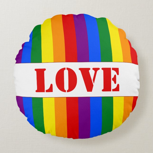 LGBTQ+ Rainbow Flag Stripes for Pride Month -  Round Pillow (Front)