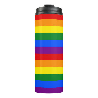 LGBTQ+ Rainbow Flag Stripes for Pride Month - Thermal Tumbler