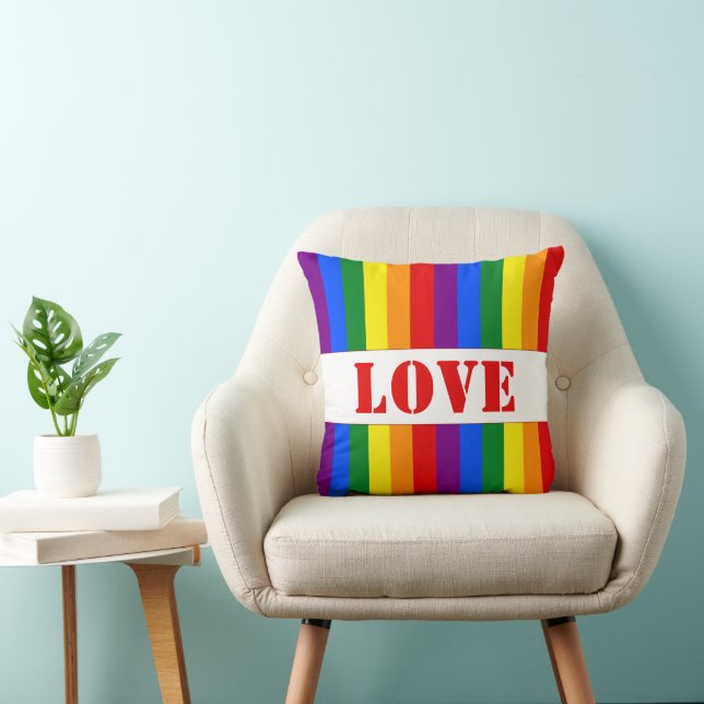 LGBTQ+ Rainbow Flag Stripes for Pride Month -  Throw Pillow (Chair)