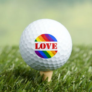 LGBTQ+ Rainbow Flag with Love for Pride Month - Golf Balls