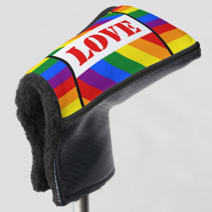 LGBTQ+ Rainbow Flag with Love for Pride Month -  Golf Head Cover