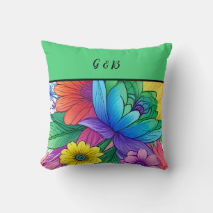 lgbtq rainbow floral throw pillow