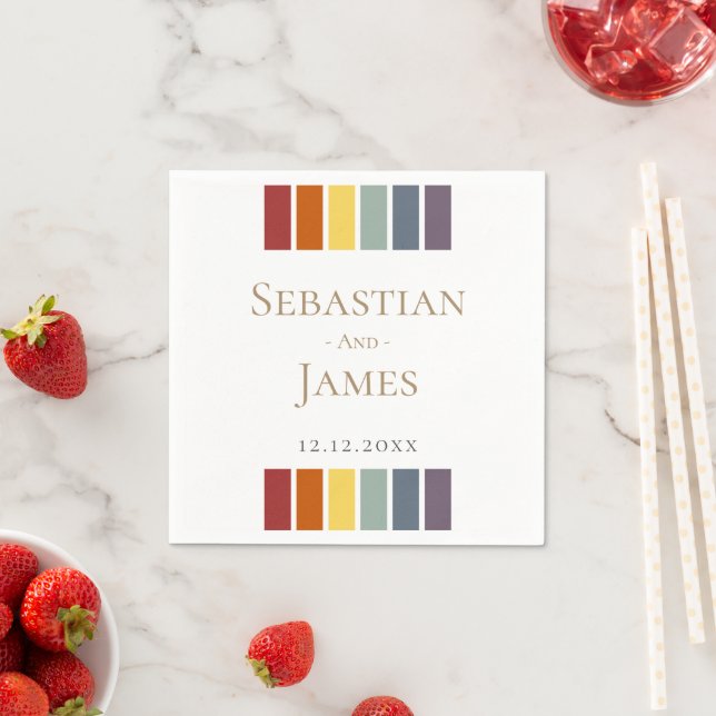 LGBTQ Rainbow Gay Elegant Wedding Napkins (Insitu)