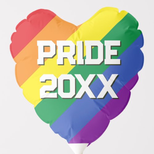 LGBTQ Rainbow Gay Pride Custom Text Logo Heart Balloon