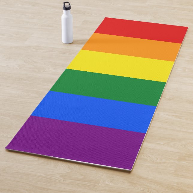 LGBTQ Rainbow Gay Pride Flag - One Side Print Yoga Mat (In Situ)