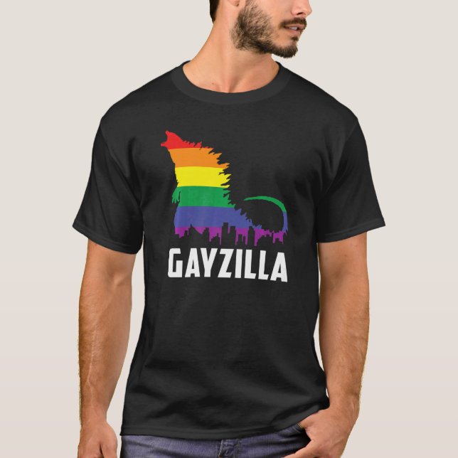 Lgbtq Rainbow Gayzilla  Lgbt Pride Colors Graphic  T-Shirt (Front)
