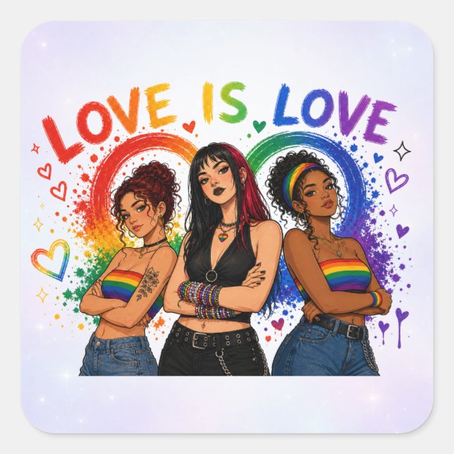 LGBTQ Rainbow Girls Sticker (Front)