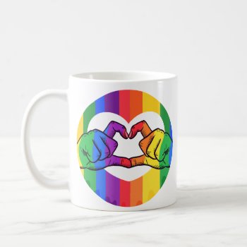 Lgbtq Rainbow Heart Hands Coffee Mug by StargazerDesigns at Zazzle