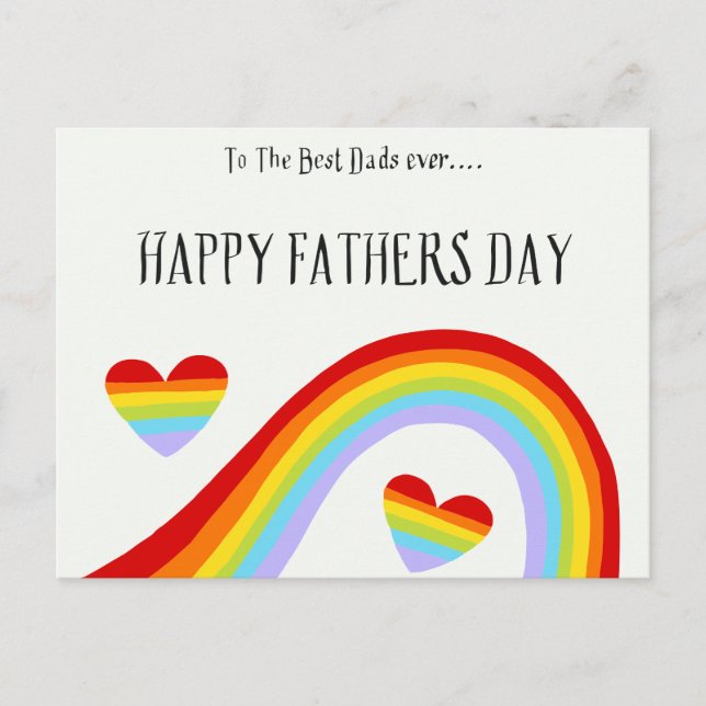 LGBTQ Rainbow & Hearts Happy Father's Day Postcard (Front)