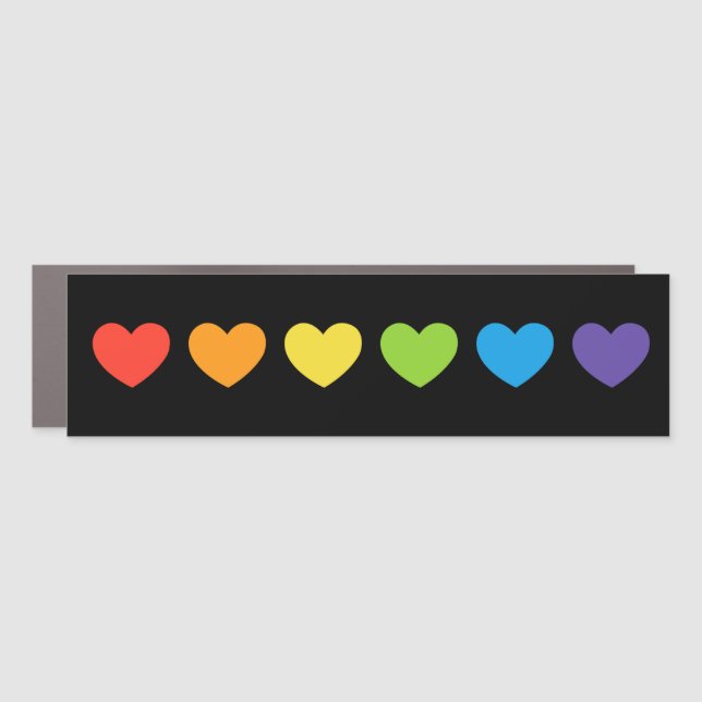 LGBTQ Rainbow Hearts Pride Flag Bumper Car Magnet (Front)