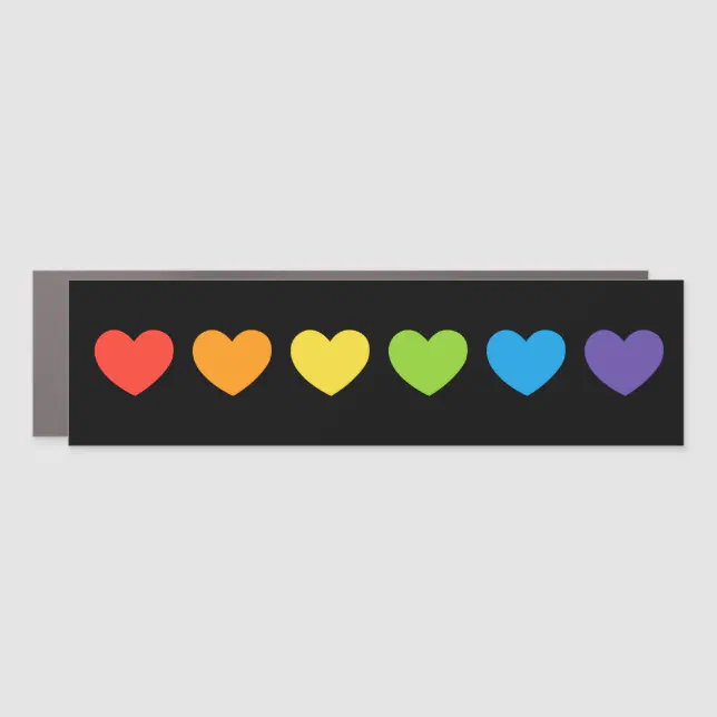 LGBTQ Rainbow Hearts Pride Flag Bumper Car Magnet | Zazzle