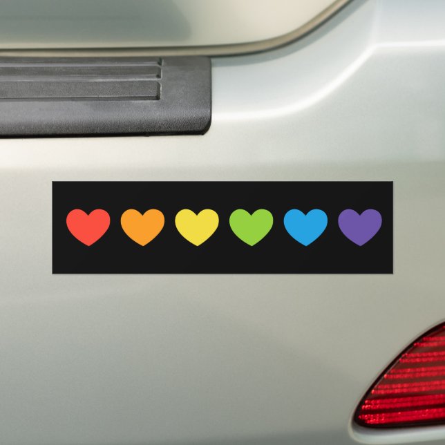 LGBTQ Rainbow Hearts Pride Flag Bumper Sticker (On Car)