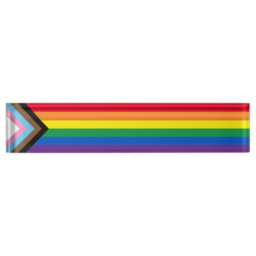 Lgbtq rainbow inclusive diversity gay pride flag desk name plate