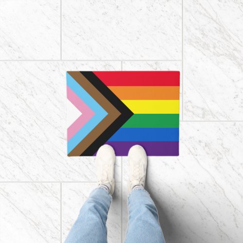 Lgbtq rainbow inclusive diversity gay pride flag doormat
