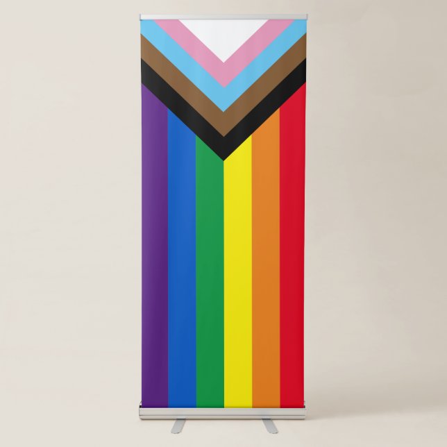 Lgbtq rainbow inclusive diversity gay pride flag retractable banner (Front)