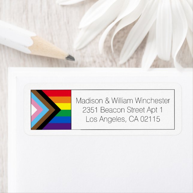 Lgbtq rainbow inclusive gay pride flag address label (Insitu)