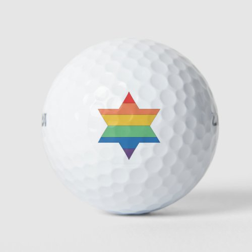 LGBTQ Rainbow Jewish Star golf balls
