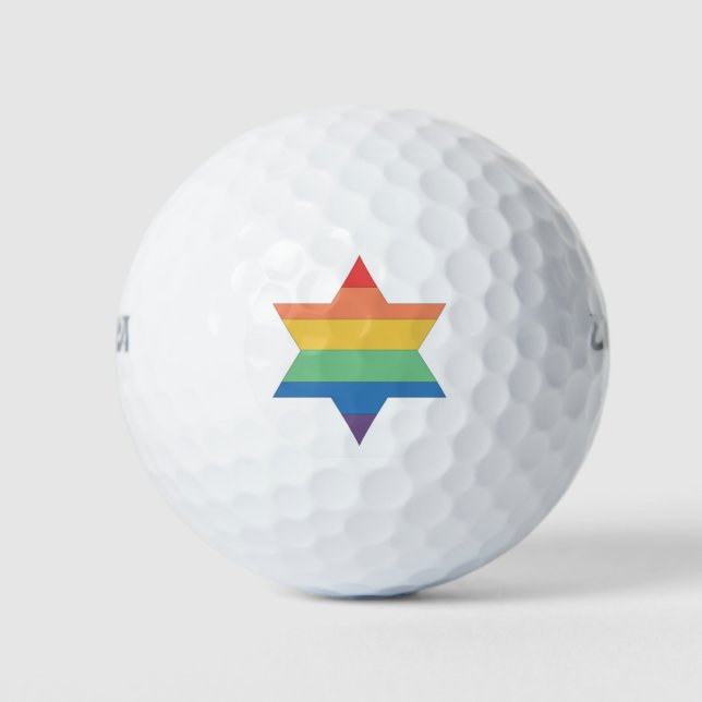 LGBTQ Rainbow Jewish Star golf balls (Front)