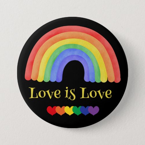LGBTQ Rainbow Love is Love Colorful  Button