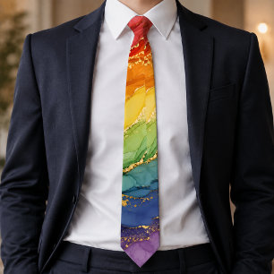 LGBTQ Rainbow Marble Neck Tie