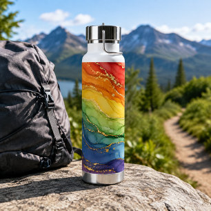 LGBTQ Rainbow Marble Water Bottle