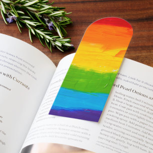 LGBTQ+ Rainbow Pride Bookmark – Colorful Oil Paint