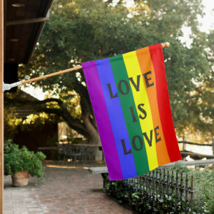 LGBTQ Rainbow Pride Equality Love is Love House Flag