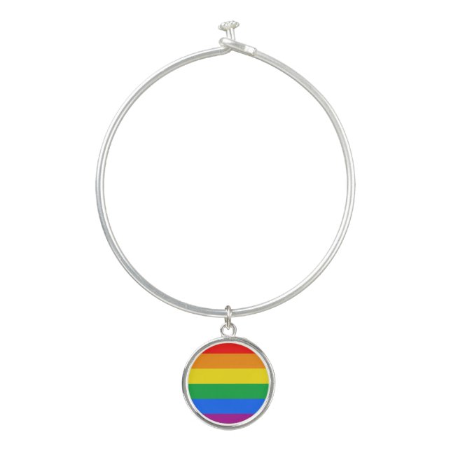 LGBTQ+ Rainbow Pride Flag Bangle Bracelet (Front)