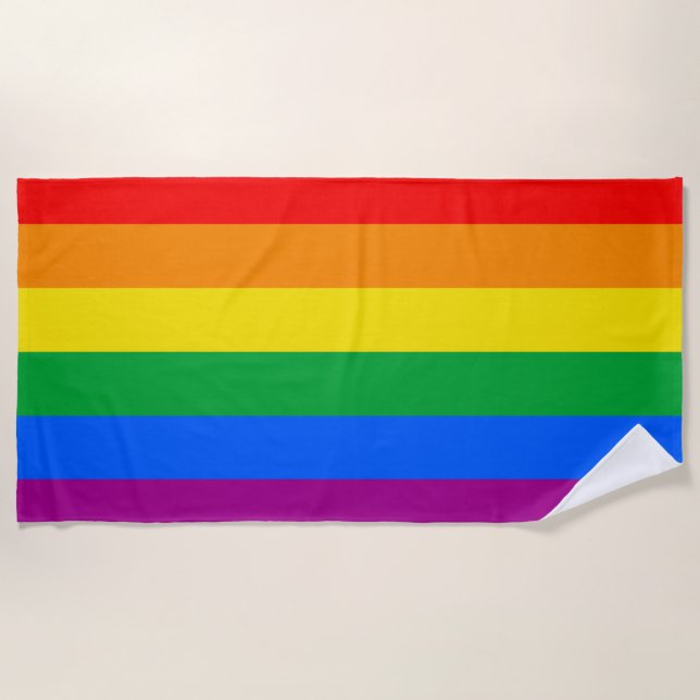 LGBTQ+ Rainbow Pride Flag Beach Towel (Front)