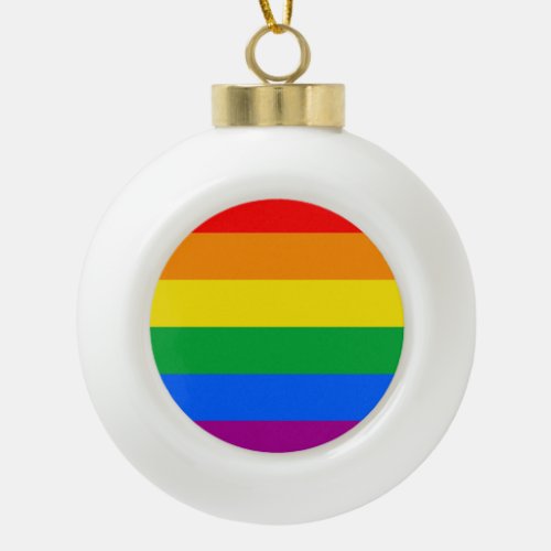 LGBTQ Rainbow Pride Flag Ceramic Ball Christmas Ornament