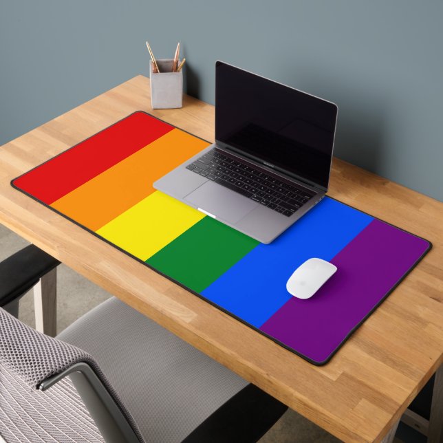 LGBTQ Rainbow Pride Flag Computer Workstation Desk Mat (Office 2)