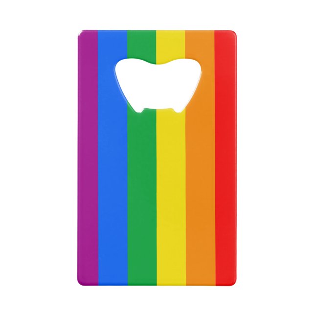 LGBTQ+ Rainbow Pride Flag Credit Card Bottle Opener (Front)