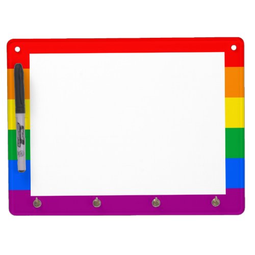 LGBTQ Rainbow Pride Flag Dry Erase Board With Keychain Holder