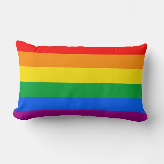 LGBTQ+ Rainbow Pride Flag Lumbar Pillow (Front)