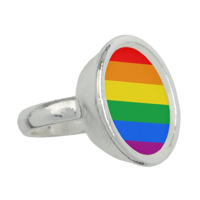 LGBTQ+ Rainbow Pride Flag Ring (Side)