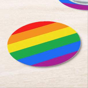LGBTQ+ Rainbow Pride Flag Round Paper Coaster