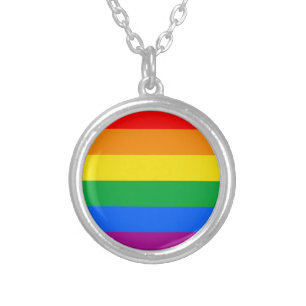LGBTQ+ Rainbow Pride Flag Silver Plated Necklace