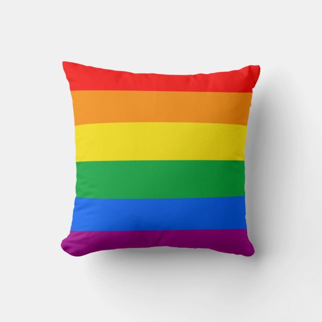 LGBTQ+ Rainbow Pride Flag Throw Pillow (Front)