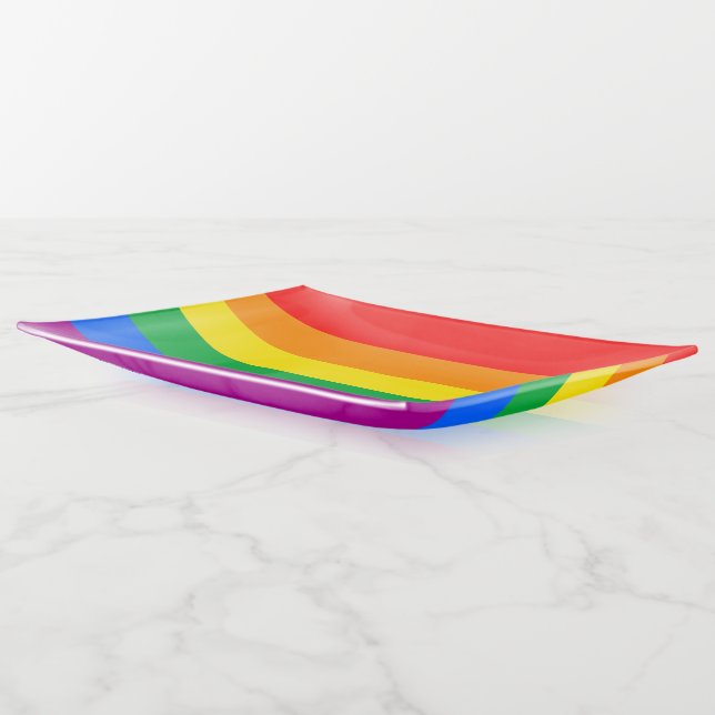 LGBTQ+ Rainbow Pride Flag Trinket Tray (Angled)