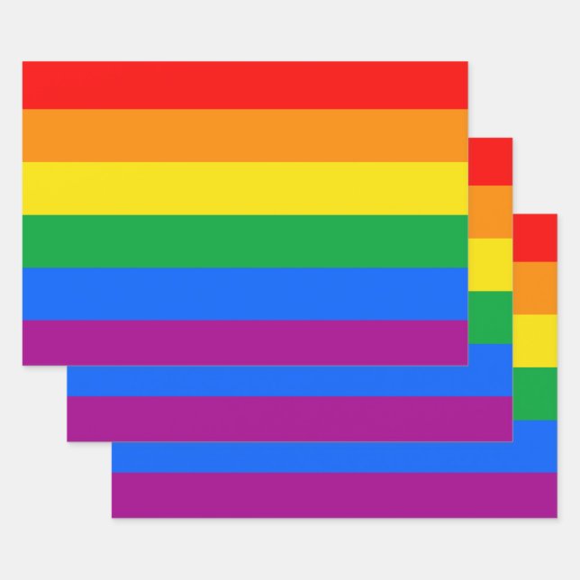 LGBTQ+ Rainbow Pride Flag Wrapping Paper Sheets (Set)