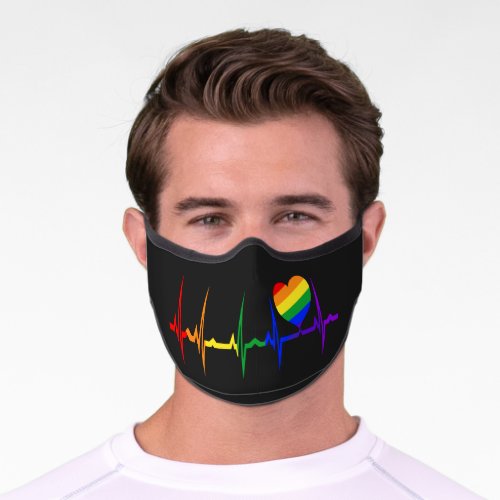 LGBTQ Rainbow Pride Heartbeat EKG Cool LGBTQ Gifts Premium Face Mask