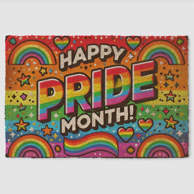 LGBTQ+ Rainbow Pride Month Fiber Doormat (Front)