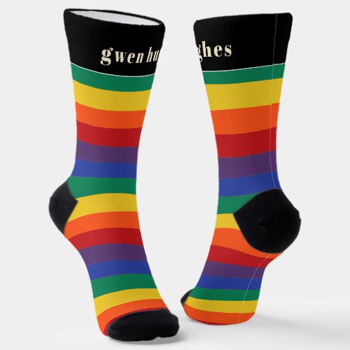 LGBTQ Rainbow Pride Pattern  Monogram Socks