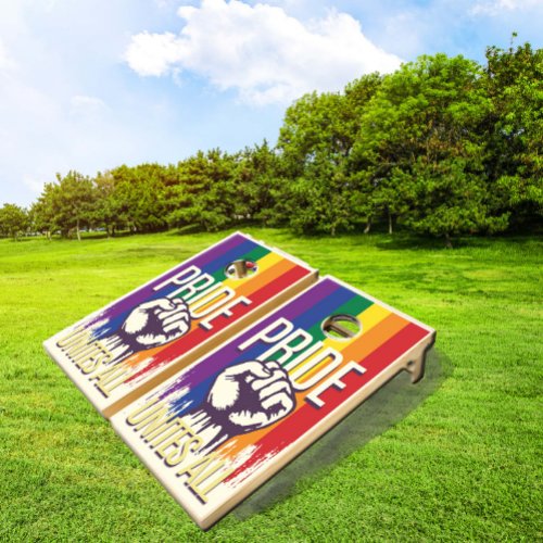 LGBTQ Rainbow Pride Unites All Fist  Cornhole Set