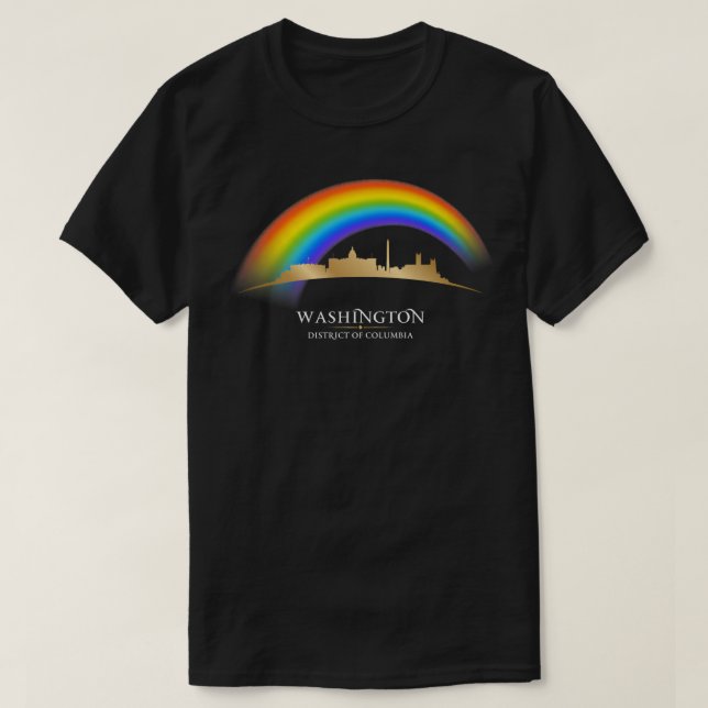 LGBTQ Rainbow Pride Washington DC Skyline Premium  T-Shirt (Design Front)