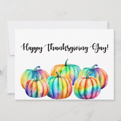 LGBTQ Rainbow pumpkins Thanksgiving Card