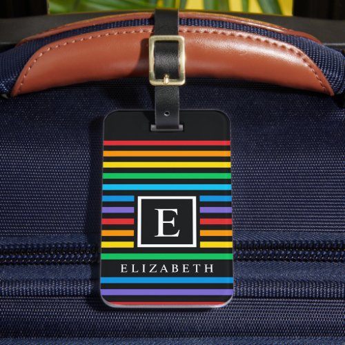 LGBTQ Rainbow Red Blue Green Black Multicolor Line Luggage Tag