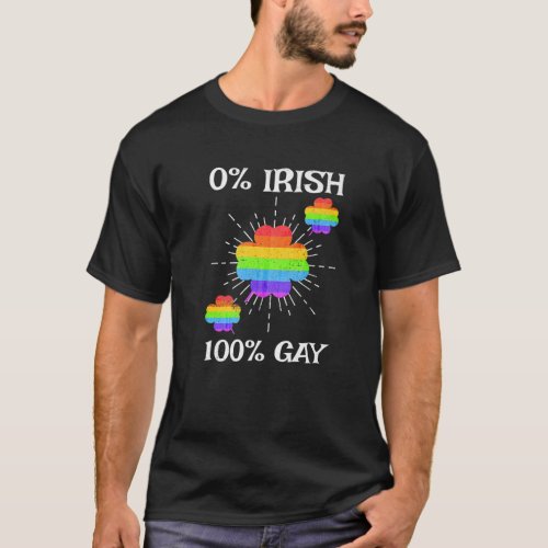 LGBTQ Rainbow Shamrock 0 Irish 100 Gay St Patric T_Shirt